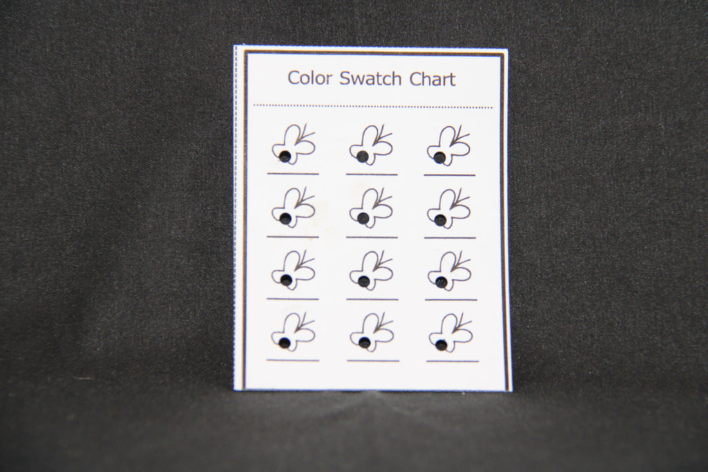 5 Farbkarten mit 12 Farben mit unterschiedlichen Motiven