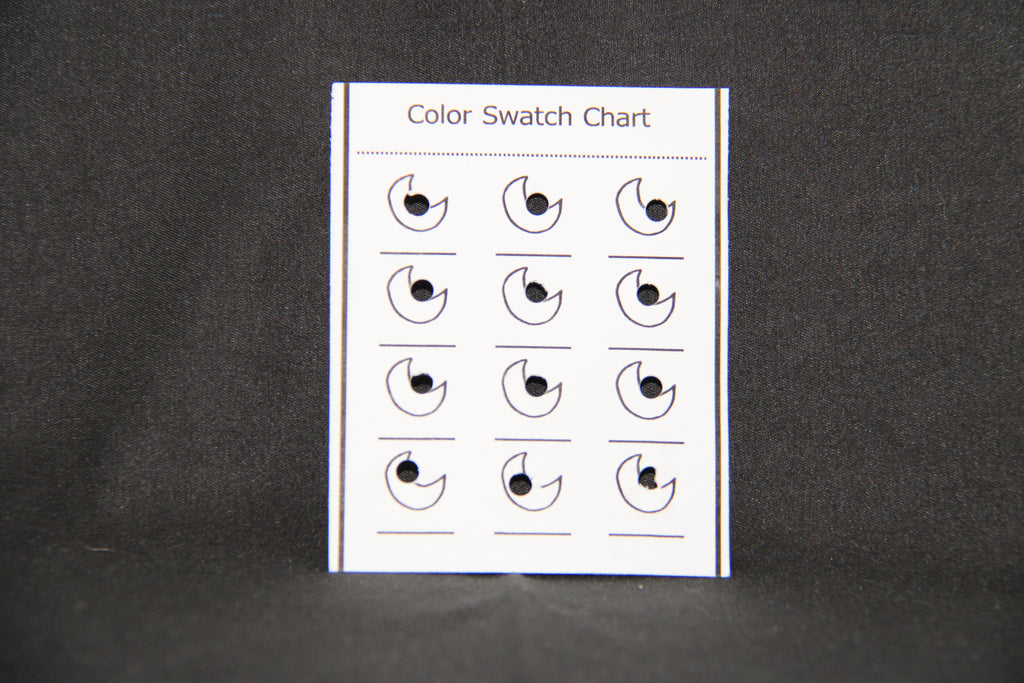 5 Farbkarten mit 12 Farben mit unterschiedlichen Motiven